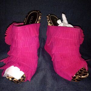 " TWO TIMES THE SHADE " Wedge Fringe Slides ( BRAND NEW !!!!!!!!!!!!!!!!!